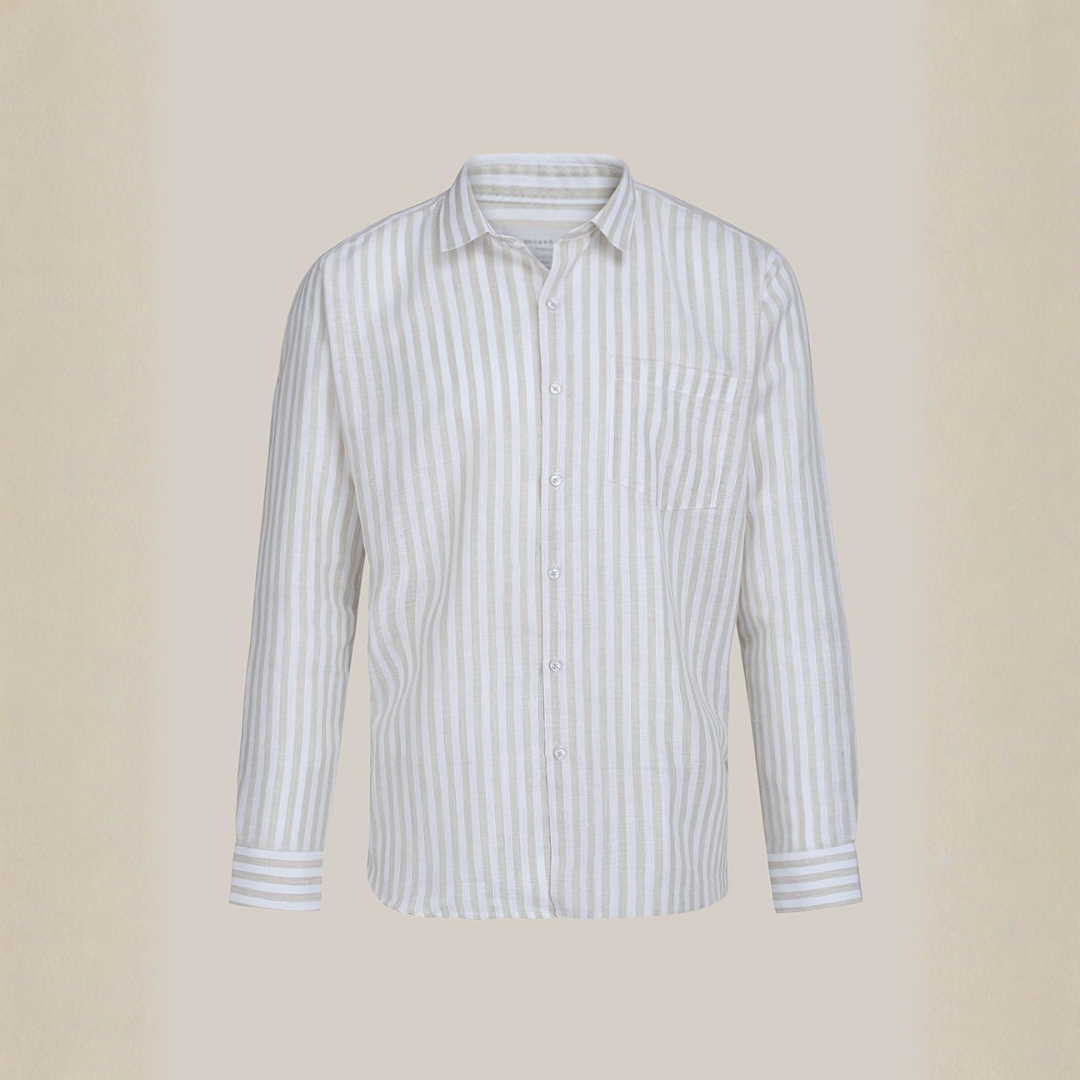 YOUNG & FORMALS by CAMBRIDGE Men's Slim Fit Striped Formal Shirt | Long Sleeve & Spread Collar | Standard Length | Premium Office Wear | Comfortable & Stylish Shirt for Men (YF00016SF)