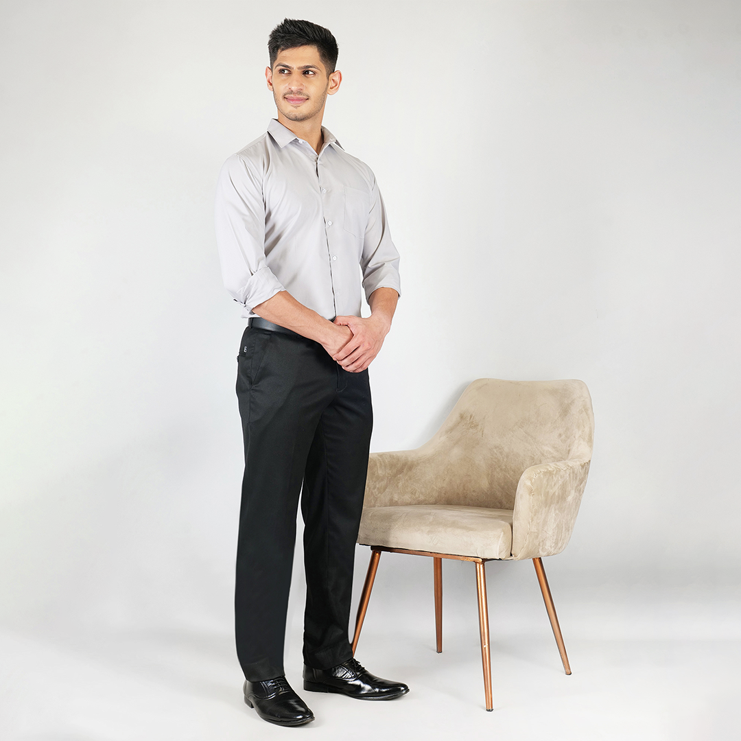 YOUNG & FORMALS by CAMBRIDGE Men's Slim Fit Solid Formal Shirt | Full Sleeves, Spread Collar | Premium Polyester Cotton Blend | Classic Business & Office Wear (YF00008SF)