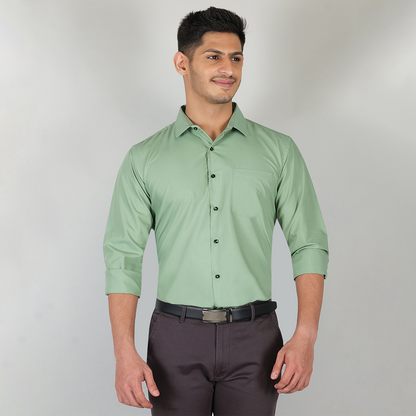 YOUNG & FORMALS by CAMBRIDGE Men's Slim Fit Solid Formal Shirt | Full Sleeves, Spread Collar | Premium Polyester Cotton Blend | Classic Business & Office Wear (YF00008SF)