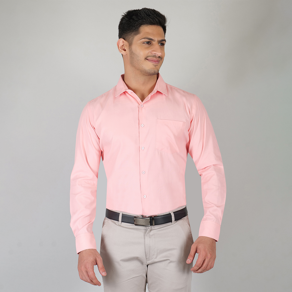 YOUNG & FORMALS by CAMBRIDGE Men's Slim Fit Solid Formal Shirt | Full Sleeves, Structure Pattern | Premium Polyester Cotton Blend | Classic Business & Office Wear (YF00009SF)