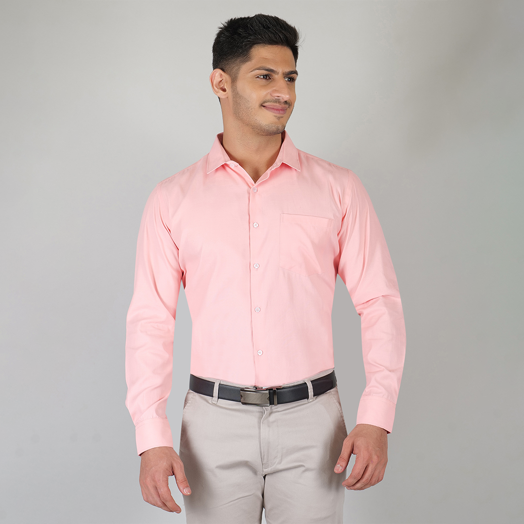 YOUNG & FORMALS by CAMBRIDGE Men's Slim Fit Solid Formal Shirt | Full Sleeves, Structure Pattern | Premium Polyester Cotton Blend | Classic Business & Office Wear (YF00009SF)