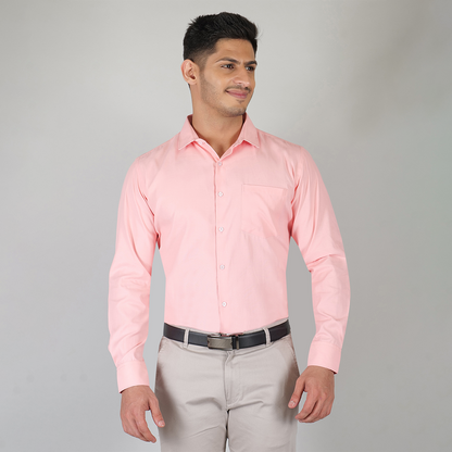 YOUNG & FORMALS by CAMBRIDGE Men's Slim Fit Solid Formal Shirt | Full Sleeves, Structure Pattern | Premium Polyester Cotton Blend | Classic Business & Office Wear (YF00009SF)