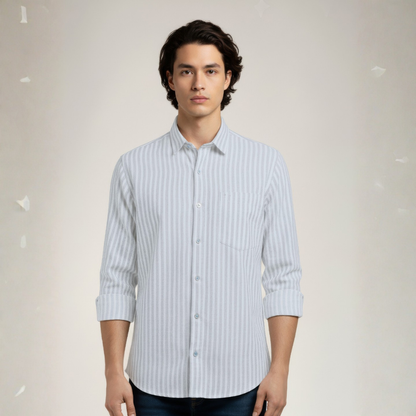 YOUNG & FORMALS by CAMBRIDGE Men's Slim Fit Striped Formal Shirt | Long Sleeve & Spread Collar | Standard Length | Premium Office Wear | Comfortable & Stylish Shirt for Men (YF00016SF)