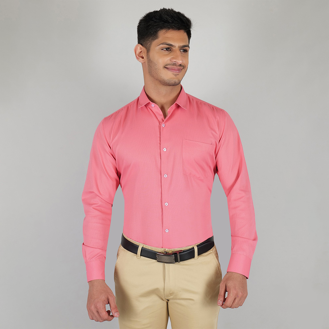 YOUNG & FORMALS by CAMBRIDGE Men's Solid Formal Shirt | Slim Fit, Full Sleeves | Structure Pattern | Classic Business & Office Wear (YF00003SF)