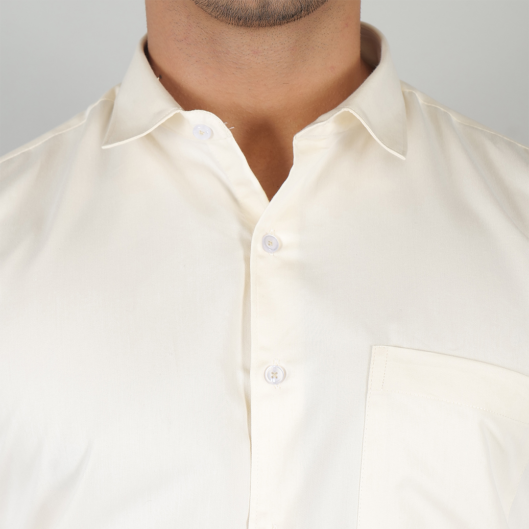 YOUNG & FORMALS by CAMBRIDGE Men's Slim Fit Formal Shirt | Full Sleeves, Spread Collar with Hanging Piping | Solid Chambray | Classic Business & Office Wear (YF00004SF)