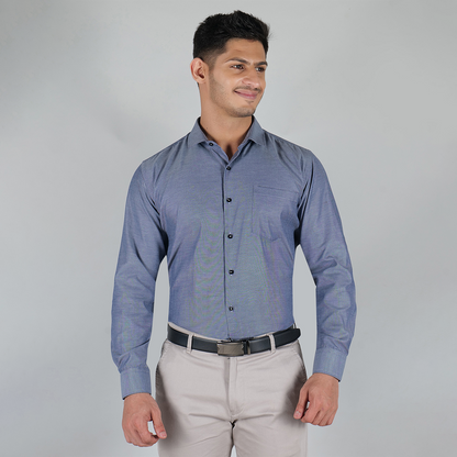 YOUNG & FORMALS by CAMBRIDGE Men's Slim Fit Solid Formal Shirt | Full Sleeves, Structure Pattern | Premium Polyester Cotton Blend | Classic Business & Office Wear (YF00009SF)