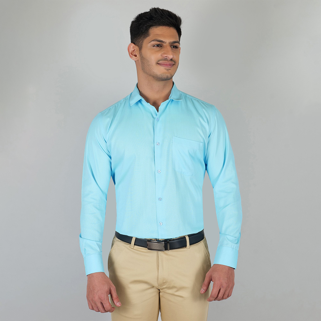 YOUNG & FORMALS by CAMBRIDGE Men's Solid Formal Shirt | Slim Fit, Full Sleeves | Structure Pattern | Classic Business & Office Wear (YF00003SF)