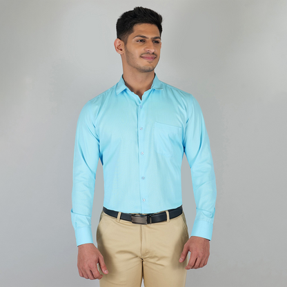 YOUNG & FORMALS by CAMBRIDGE Men's Solid Formal Shirt | Slim Fit, Full Sleeves | Structure Pattern | Classic Business & Office Wear (YF00003SF)