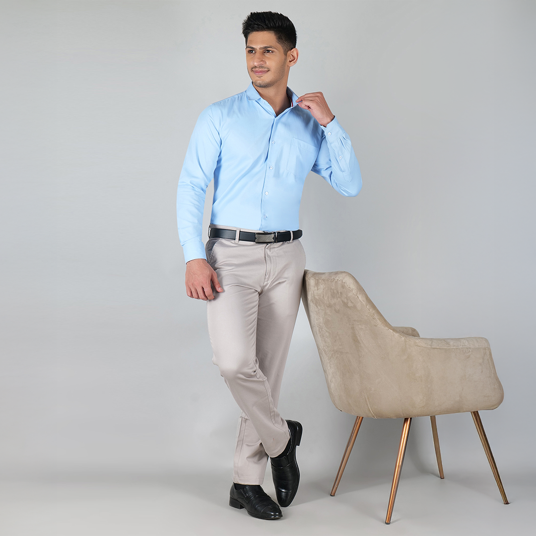 YOUNG & FORMALS by CAMBRIDGE Men's Solid Formal Shirt | Slim Fit, Full Sleeves | Structure Pattern | Classic Business & Office Wear (YF00003SF)