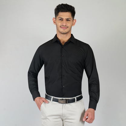 YOUNG & FORMALS by CAMBRIDGE Men's Slim Fit Solid Formal Shirt | Full Sleeves, Spread Collar | Premium Polyester Cotton Blend | Classic Business & Office Wear (YF00008SF)