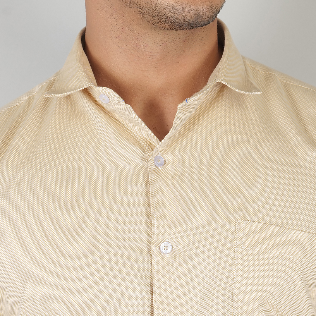 YOUNG & FORMALS by CAMBRIDGE Men's Slim Fit Formal Shirt | Full Sleeves, Spread Collar with Hanging Piping | Solid Chambray | Classic Business & Office Wear (YF00007SF)