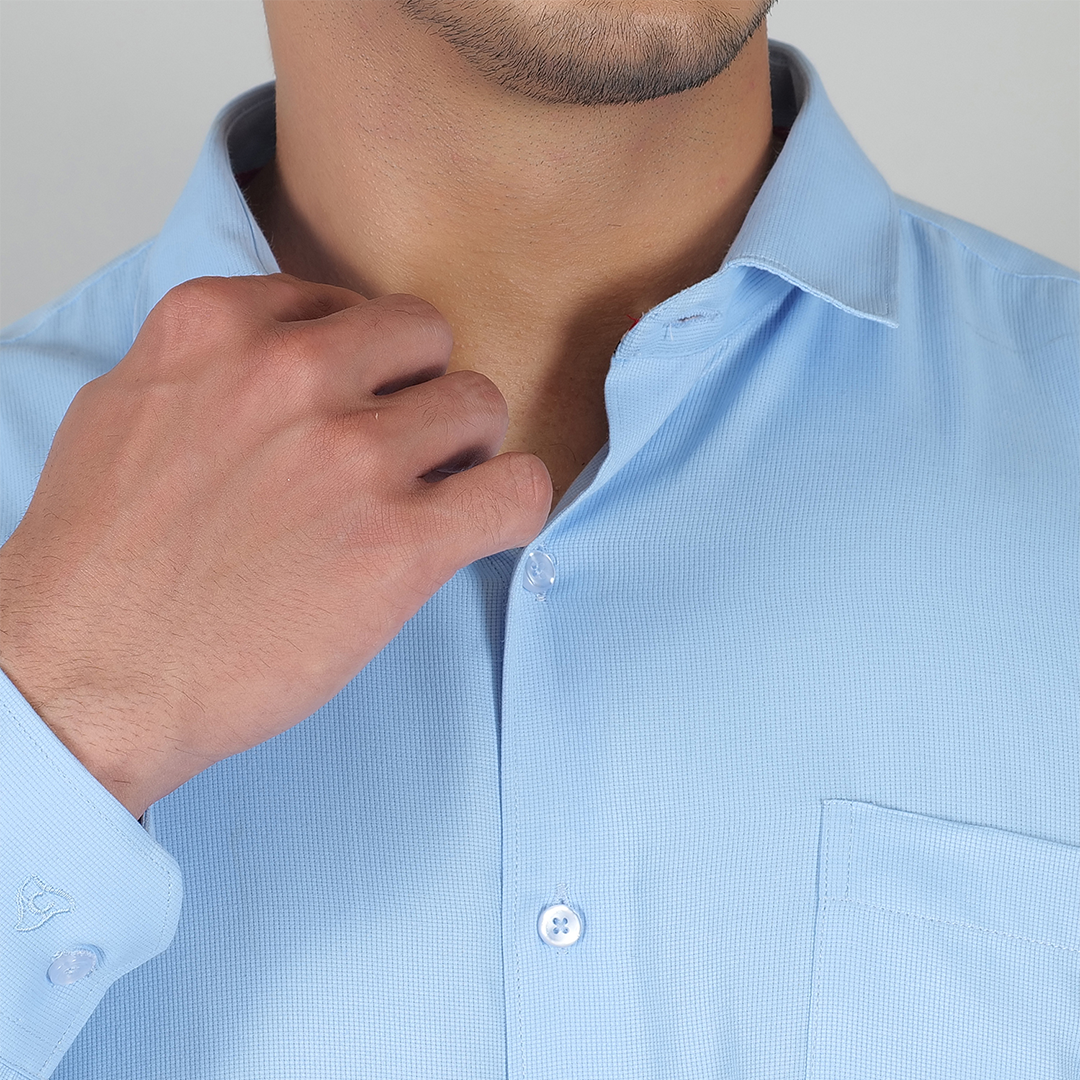 YOUNG & FORMALS by CAMBRIDGE Men's Solid Formal Shirt | Slim Fit, Full Sleeves | Structure Pattern | Classic Business & Office Wear (YF00003SF)