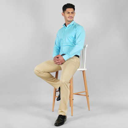 YOUNG & FORMALS by CAMBRIDGE Men's Solid Formal Shirt | Slim Fit, Full Sleeves | Structure Pattern | Classic Business & Office Wear (YF00003SF)