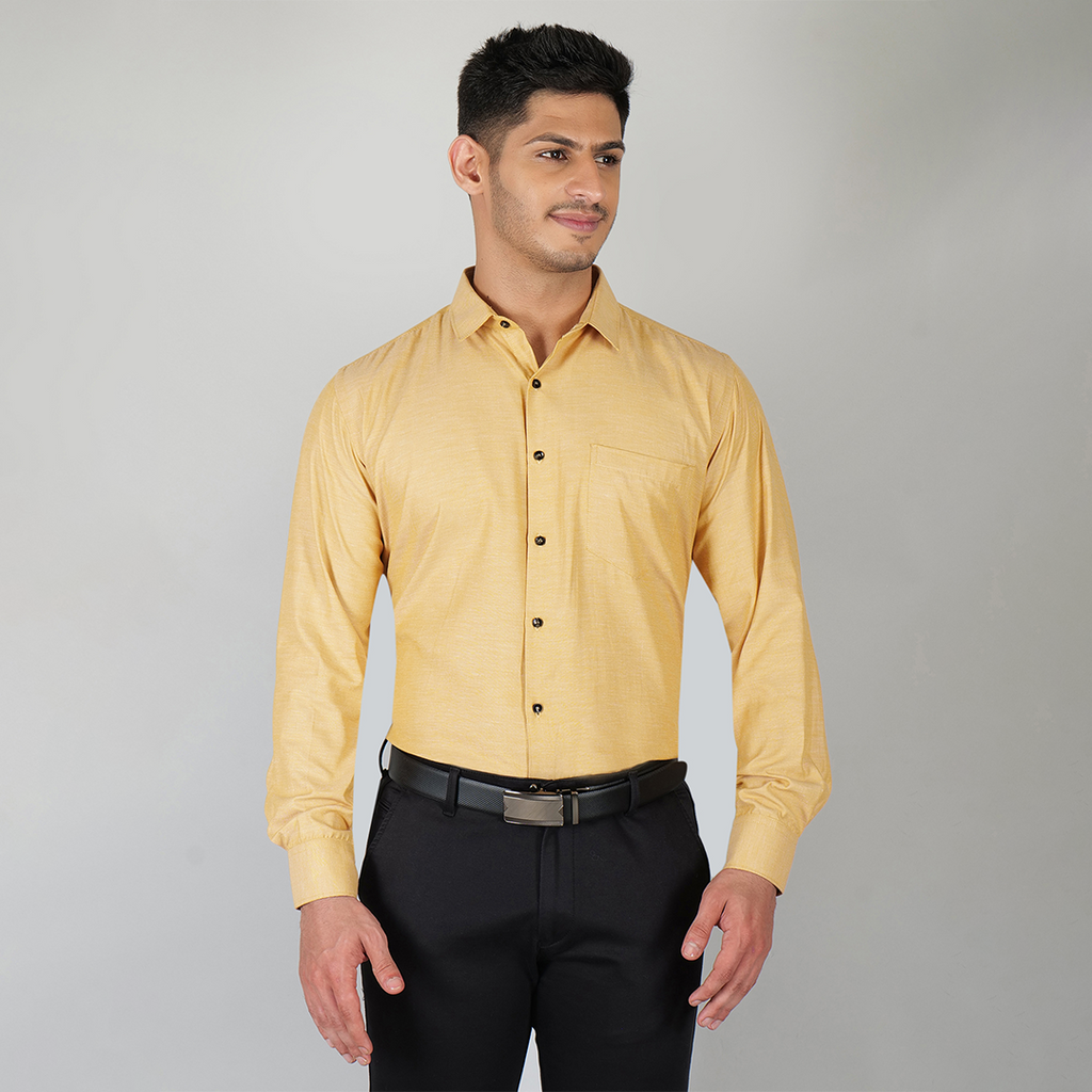 YOUNG & FORMALS by CAMBRIDGE Men's Slim Fit Solid Formal Shirt | Full Sleeves, Structure Pattern | Premium Polyester Cotton Blend | Classic Business & Office Wear (YF00009SF)