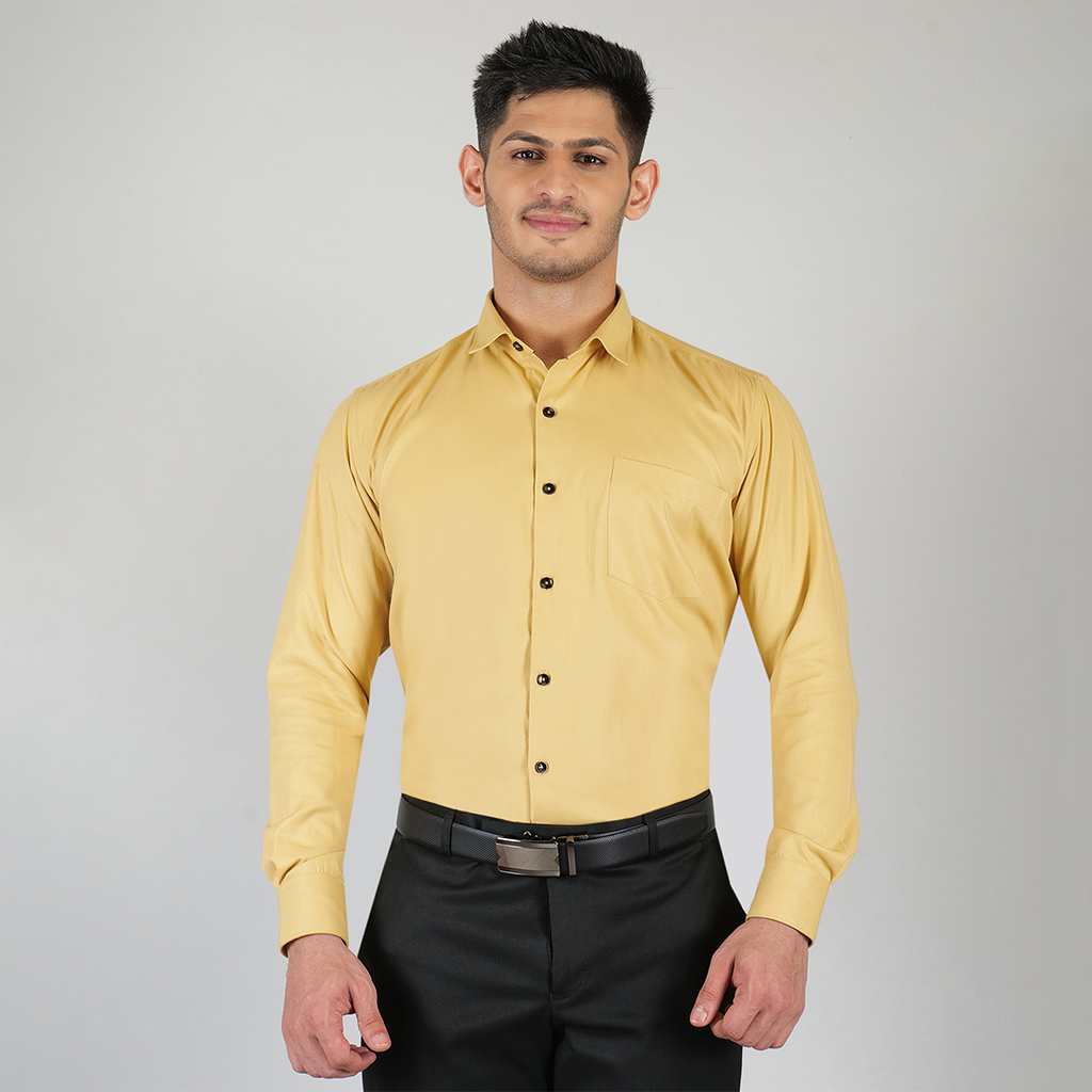 YOUNG & FORMALS by CAMBRIDGE Men's Slim Fit Formal Shirt | Solid Pattern | Full Sleeves | Spread Collar | Classic Business & Formal Wear for Office & Events (YF00002SF)
