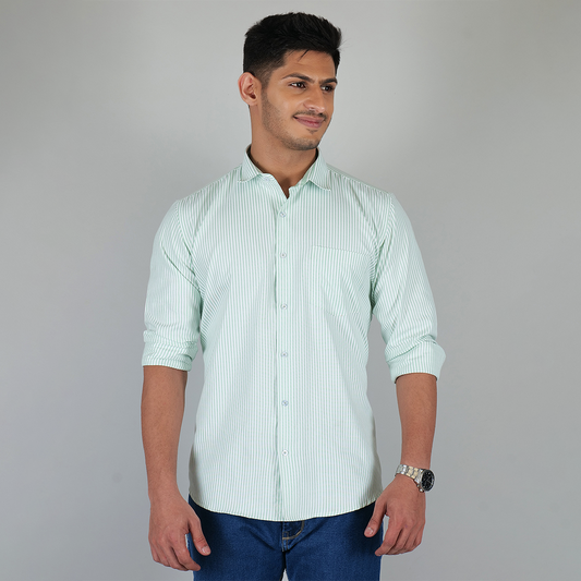 YOUNG & FORMALS by CAMBRIDGE Men's Slim Fit Striped Formal Shirt | Full Sleeves | Spread Collar with Hanging Twin Tape | Premium Office & Business Wear (YF00006SF)