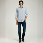 YOUNG & FORMALS by CAMBRIDGE Men's Slim Fit Striped Formal Shirt | Long Sleeve & Spread Collar | Standard Length | Premium Office Wear | Comfortable & Stylish Shirt for Men (YF00016SF)