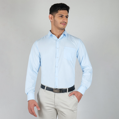 YOUNG & FORMALS by CAMBRIDGE Men's Slim Fit Solid Formal Shirt | Full Sleeves, Spread Collar | Premium Polyester Cotton Blend | Classic Business & Office Wear (YF00008SF)
