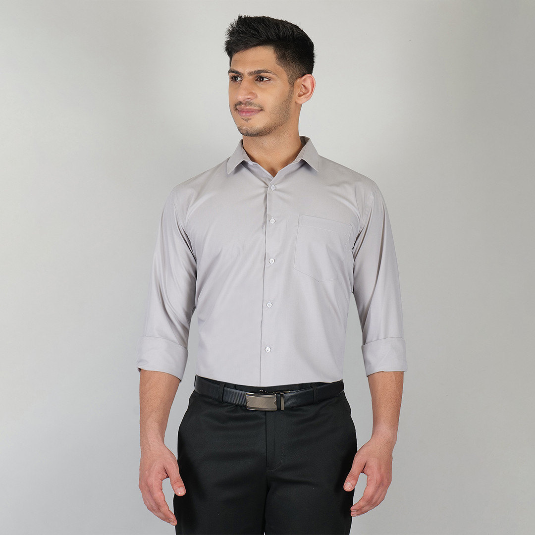 YOUNG & FORMALS by CAMBRIDGE Men's Slim Fit Solid Formal Shirt | Full Sleeves, Spread Collar | Premium Polyester Cotton Blend | Classic Business & Office Wear (YF00008SF)
