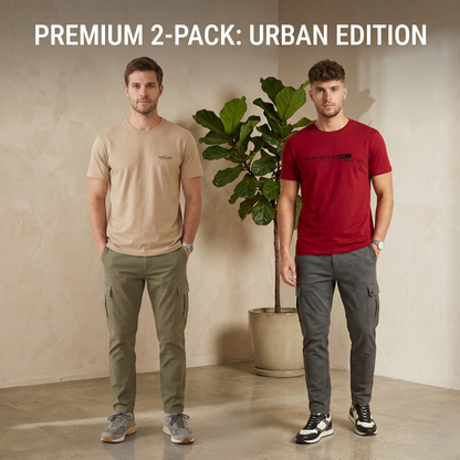 Men's Cotton Stretch Graphic Round Neck T-Shirt Combo (Pack of 2) (SUPER 2.PCS)