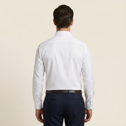 Men's Classic White Cotton-Blend Full Sleeves Shirt (ESSEN21)