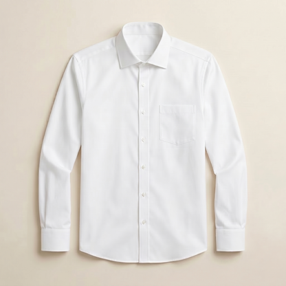 Men's Classic White Cotton-Blend Full Sleeves Shirt (ESSEN21)