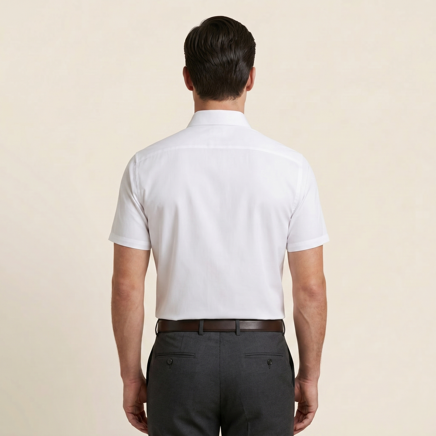 Men's Classic White Cotton-Blend Half Sleeves Shirt (ESSEN21H)
