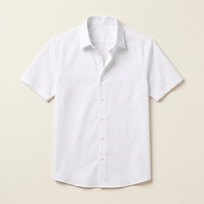 Men's Classic White Cotton-Blend Half Sleeves Shirt (ESSEN21H)