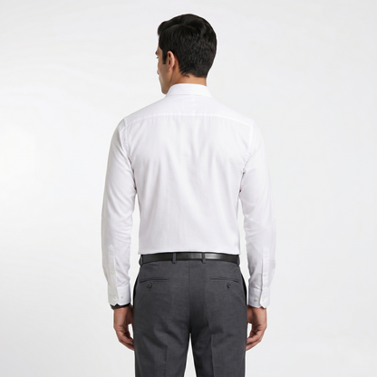 Men's Classic White Cotton-Blend Full Sleeves Shirt (ESSEN22)