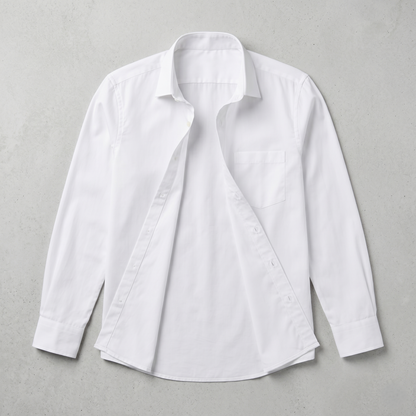 Men's Classic White Cotton-Blend Full Sleeves Shirt (ESSEN22)