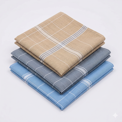 Cambridge Gold Men's Cotton Rich Checked Handkerchiefs - GOLDSILVER3P (3-Pack)