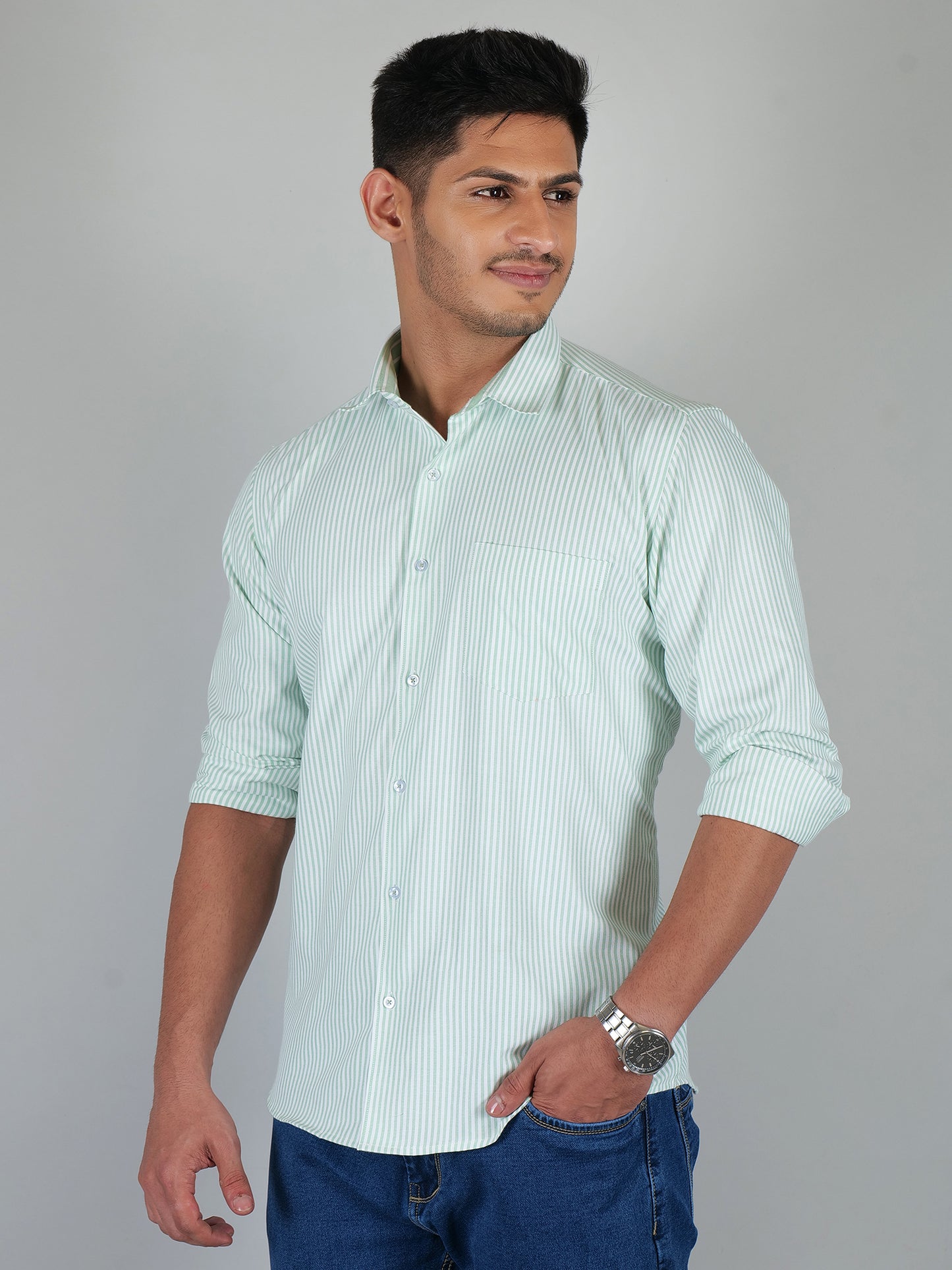 Young & Formal by Cambridge  Striped Formal Shirt – Slim Fit, Full Sleeves | Office Wear with a Stylish Edge | YF00006SF