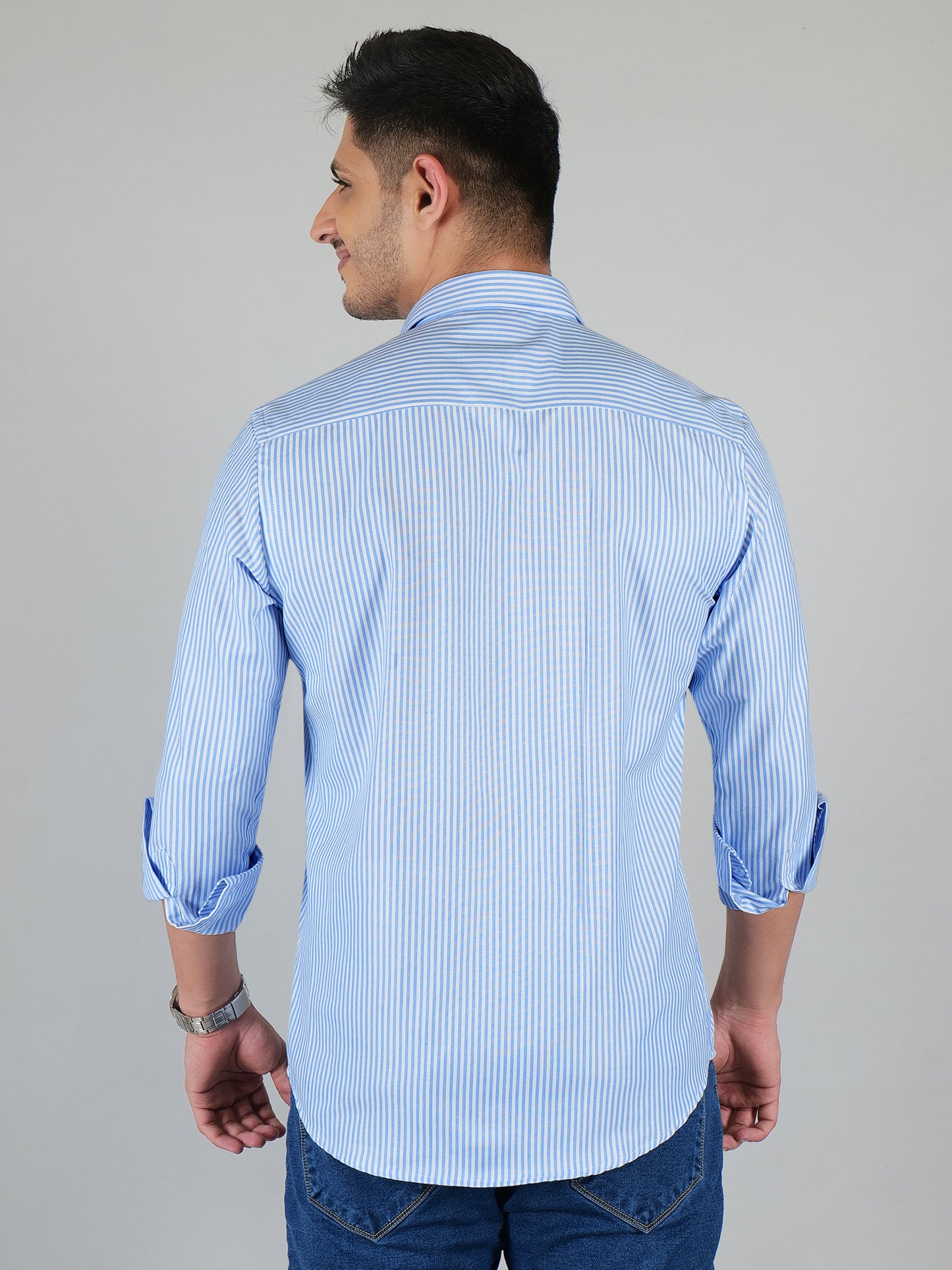 Young & Formal by Cambridge  Striped Formal Shirt – Slim Fit, Full Sleeves | Office Wear with a Stylish Edge | YF00006SF