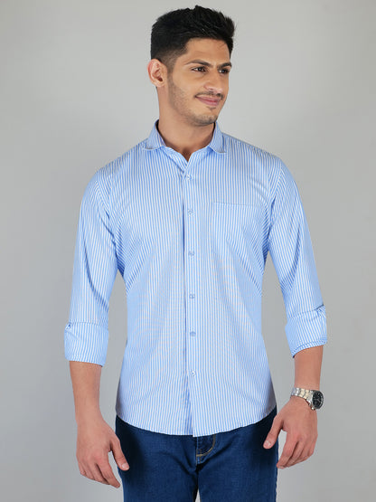 Young & Formal by Cambridge  Striped Formal Shirt – Slim Fit, Full Sleeves | Office Wear with a Stylish Edge | YF00006SF