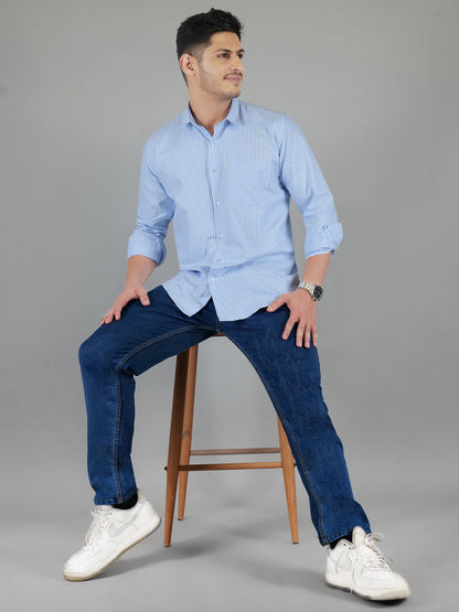 Young & Formal by Cambridge  Striped Formal Shirt – Slim Fit, Full Sleeves | Office Wear with a Stylish Edge | YF00006SF