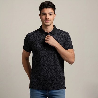 Men's Cotton Printed Collar Polo T-Shirt (TSRP01)