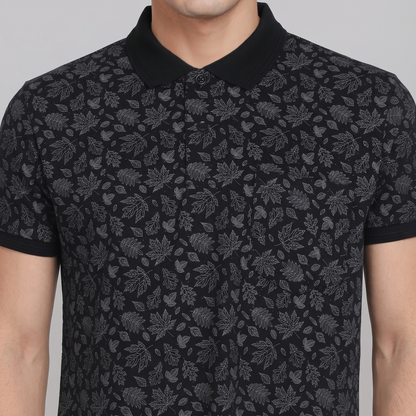 Men's Cotton Printed Collar Polo T-Shirt (TSRP01)