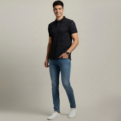 Men's Cotton Printed Collar Polo T-Shirt (TSRP01)