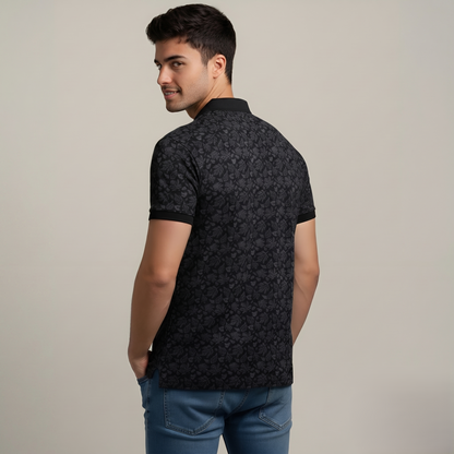 Men's Cotton Printed Collar Polo T-Shirt (TSRP01)