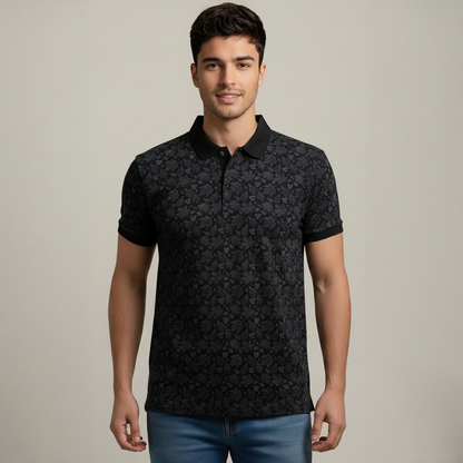 Men's Cotton Printed Collar Polo T-Shirt (TSRP01)