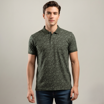 Men's Cotton Printed Collar Polo T-Shirt (TSRP01)