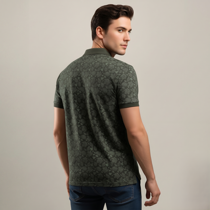 Men's Cotton Printed Collar Polo T-Shirt (TSRP01)
