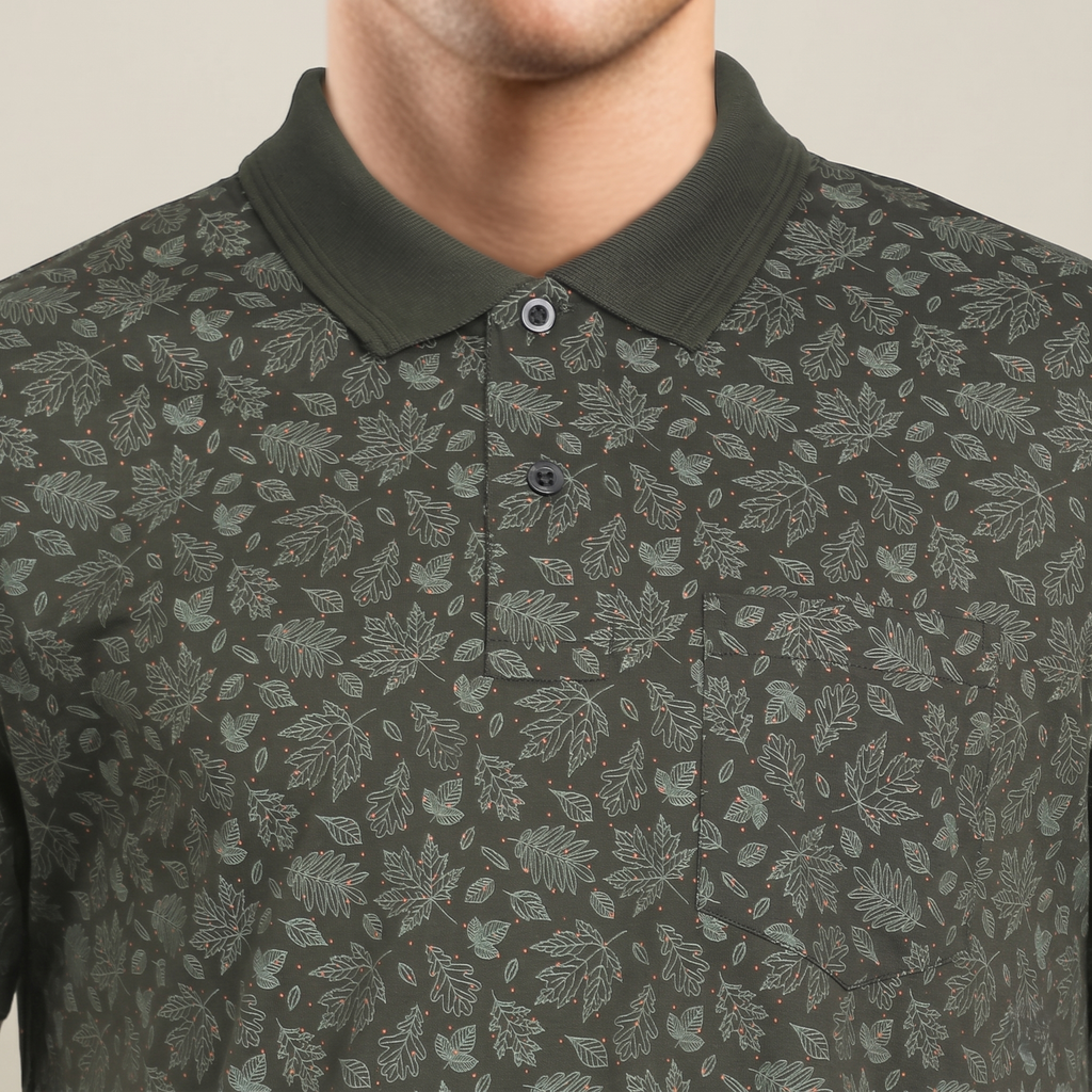 Men's Cotton Printed Collar Polo T-Shirt (TSRP01)