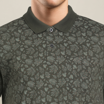 Men's Cotton Printed Collar Polo T-Shirt (TSRP01)