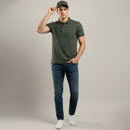 Men's Cotton Printed Collar Polo T-Shirt (TSRP01)