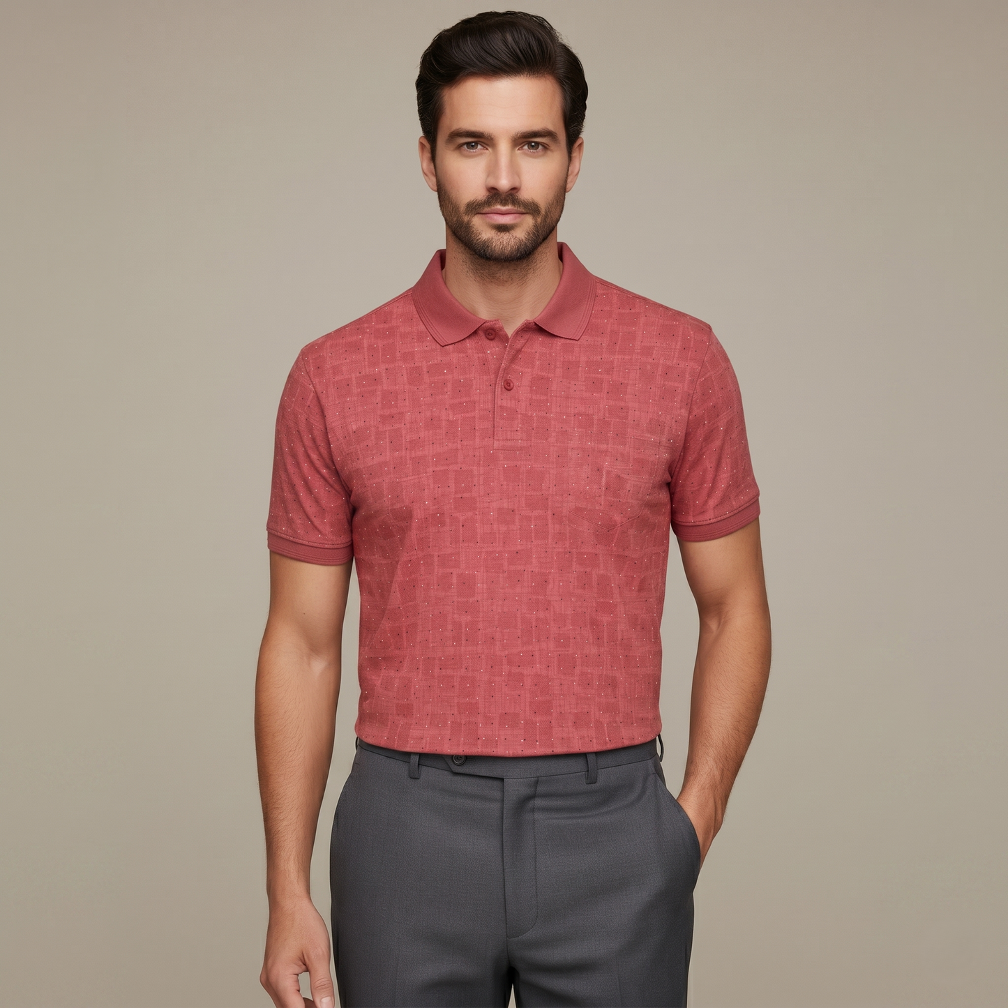 Men's Cotton Printed Collar Polo T-Shirt (TSRP02)
