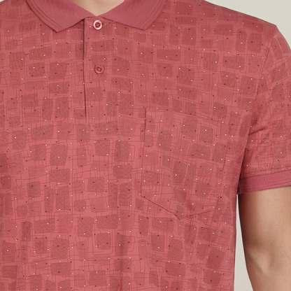 Men's Cotton Printed Collar Polo T-Shirt (TSRP02)