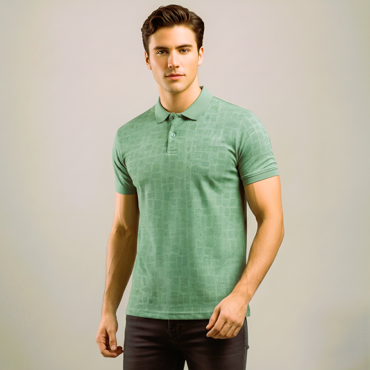 Men's Cotton Printed Collar Polo T-Shirt (TSRP02)