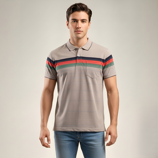 Men's Cotton Printed Collar Polo T-Shirt (TSRP03)