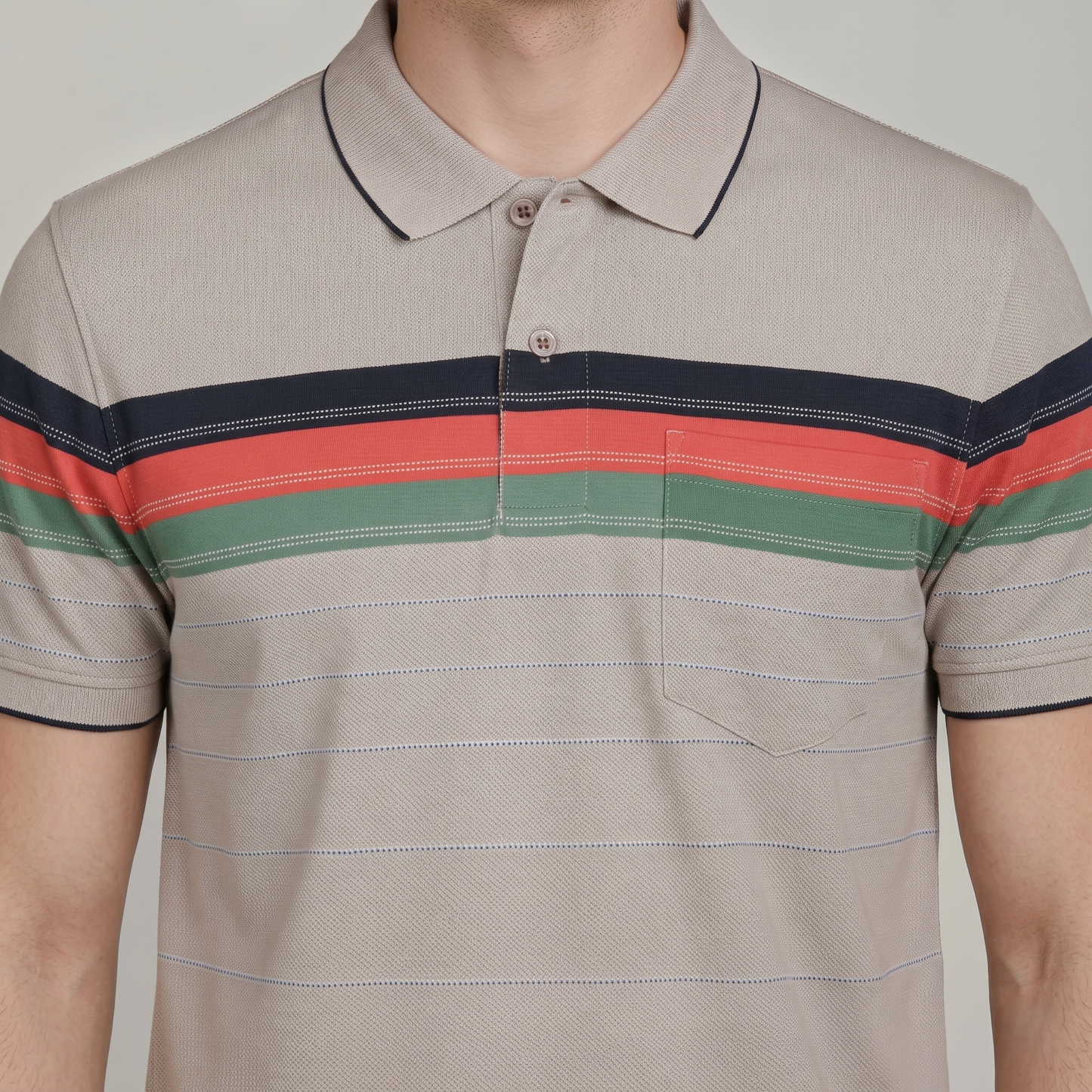 Men's Cotton Printed Collar Polo T-Shirt (TSRP03)